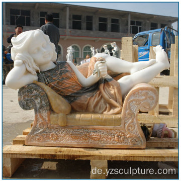 Leben Größe Multi Farbe Marmor schlafen Cherub Statue